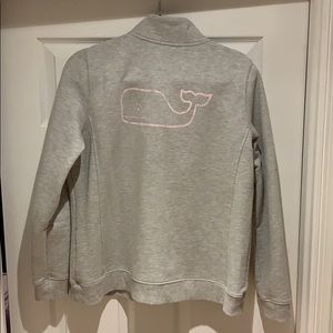 Vineyard vines gray large 1/4 zip pink whale